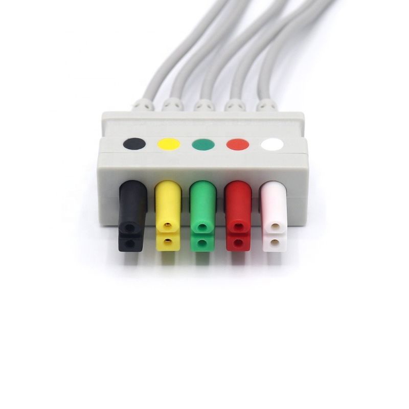 라텍스 없는 안정적인 ECG 납 유선, 0012-00-1261-07 AHA IEC ECG 케이블