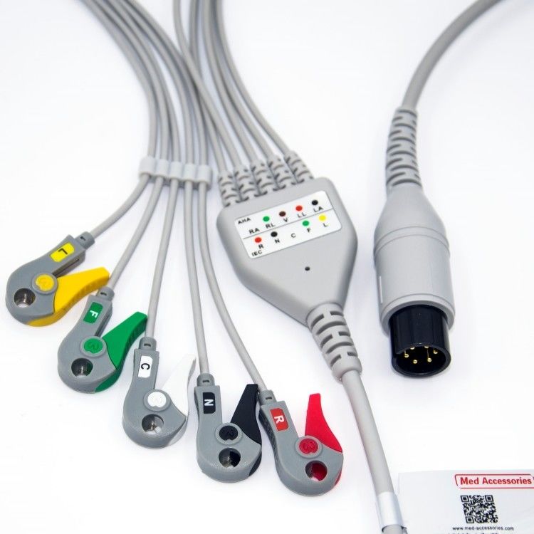 메드 액세서리 의료 BCI ECG 모니터 케이블 6 핀 5 리드 다목적 0.9m 크기