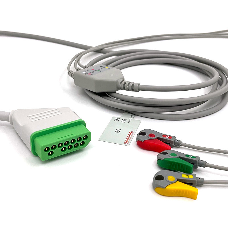 니혼 코덴 12핀 ECG 모니터 케이블 회색 컬러 라텍스 무료 멀티 기능