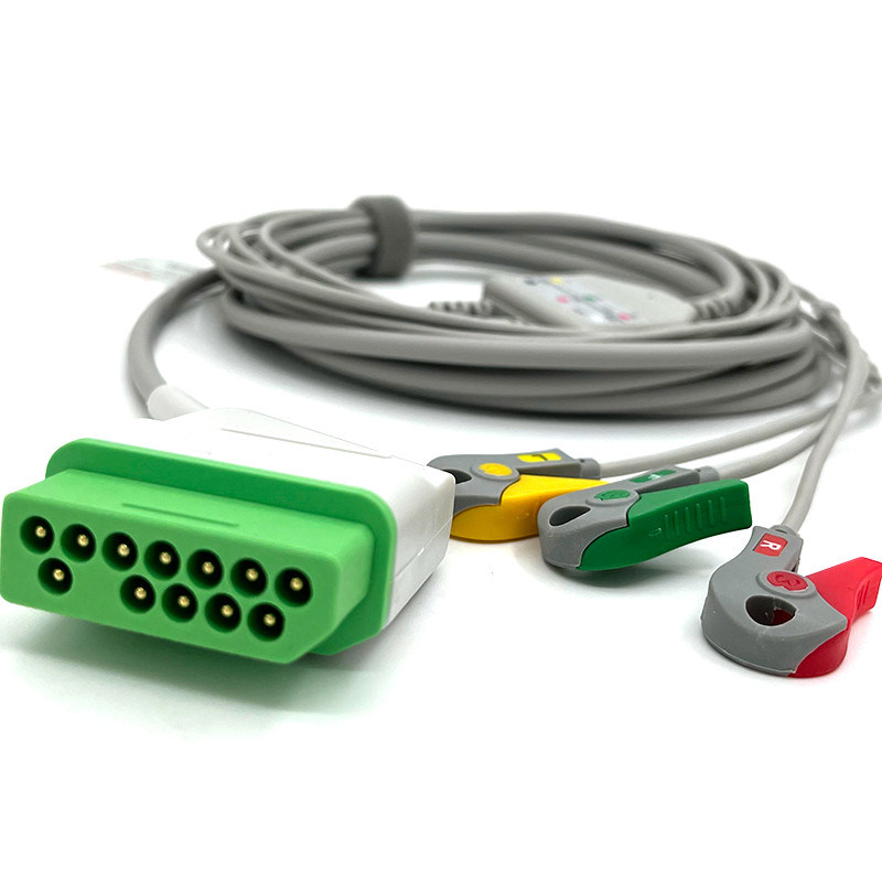 니혼 코덴 12핀 ECG 모니터 케이블 회색 컬러 라텍스 무료 멀티 기능