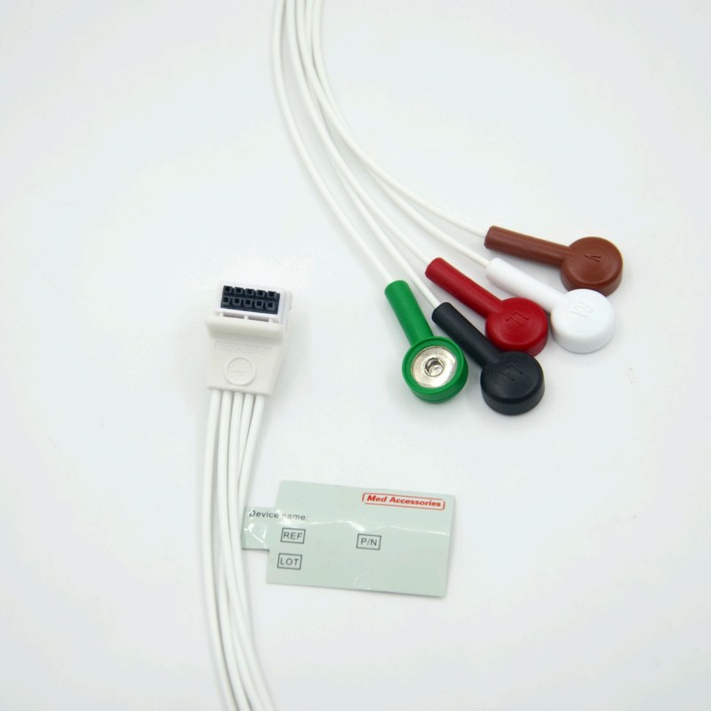 호환되는 모타라 H3 홀터 레코더 ECG 케이블 리드 와이어 5 리드 스냅 AHA