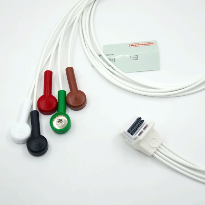 호환되는 모타라 H3 홀터 레코더 ECG 케이블 리드 와이어 5 리드 스냅 AHA