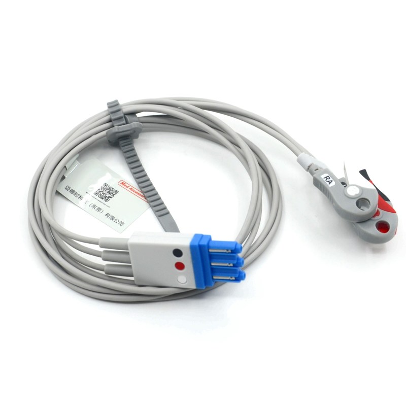 호환 필립스 3 리드 ECG 케이블 리드 와이어와 Grabber AHA 컬러 CE&ISO13485