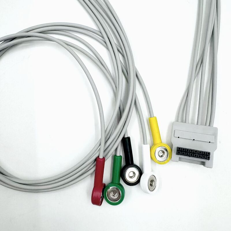고품질 Med 액세서리 RoHS 인증 진단 실리콘 IEC 색상 5 리드 그래버 EKG ECG 케이블 호환 BLT